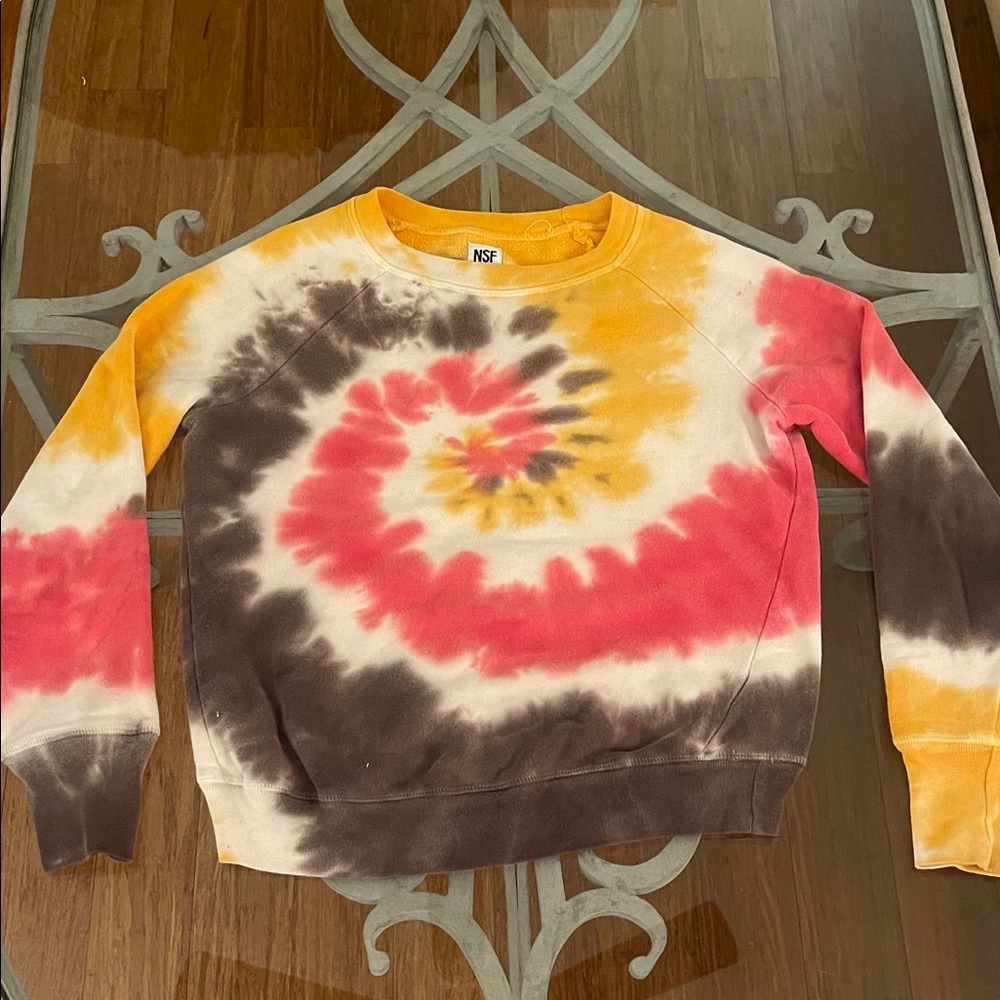 NSF women’s Tie-Dye Crewneck Sweater - Red, Yellow, Brown